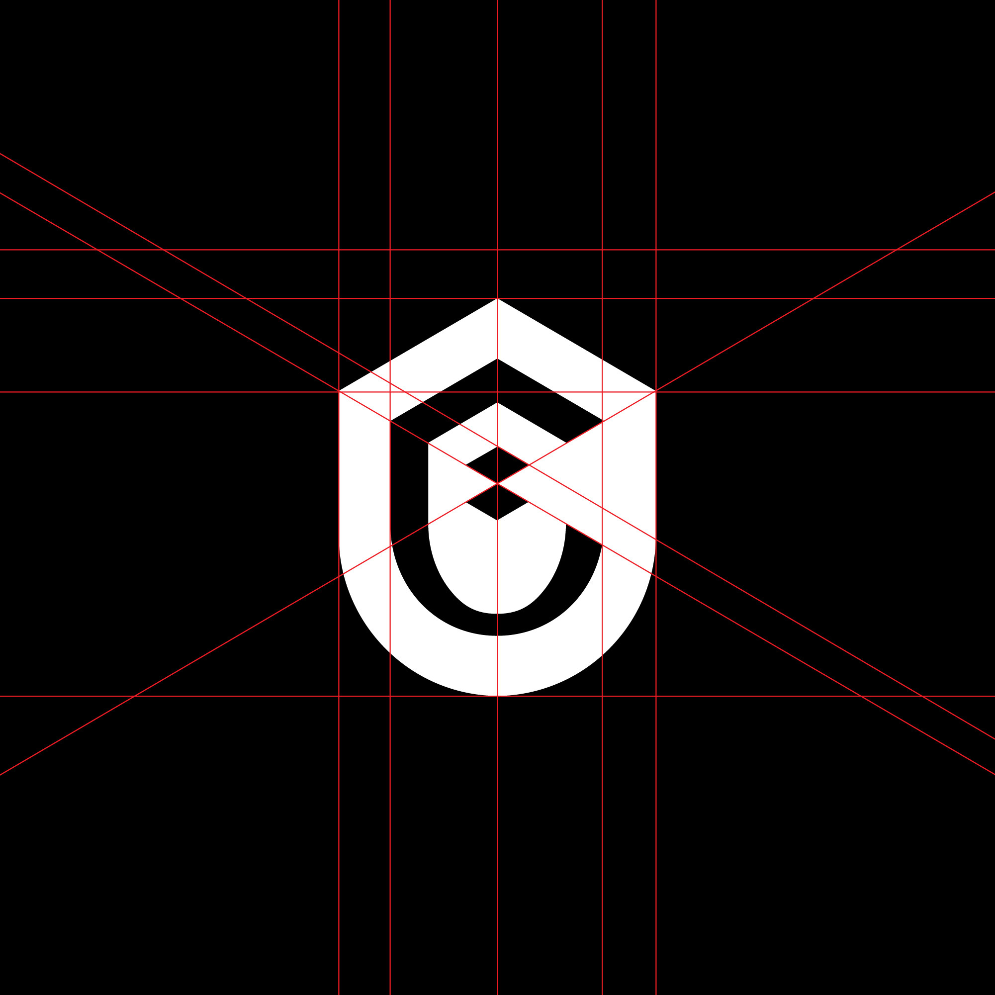 logo-design- black-white-minimalist-shield-grid