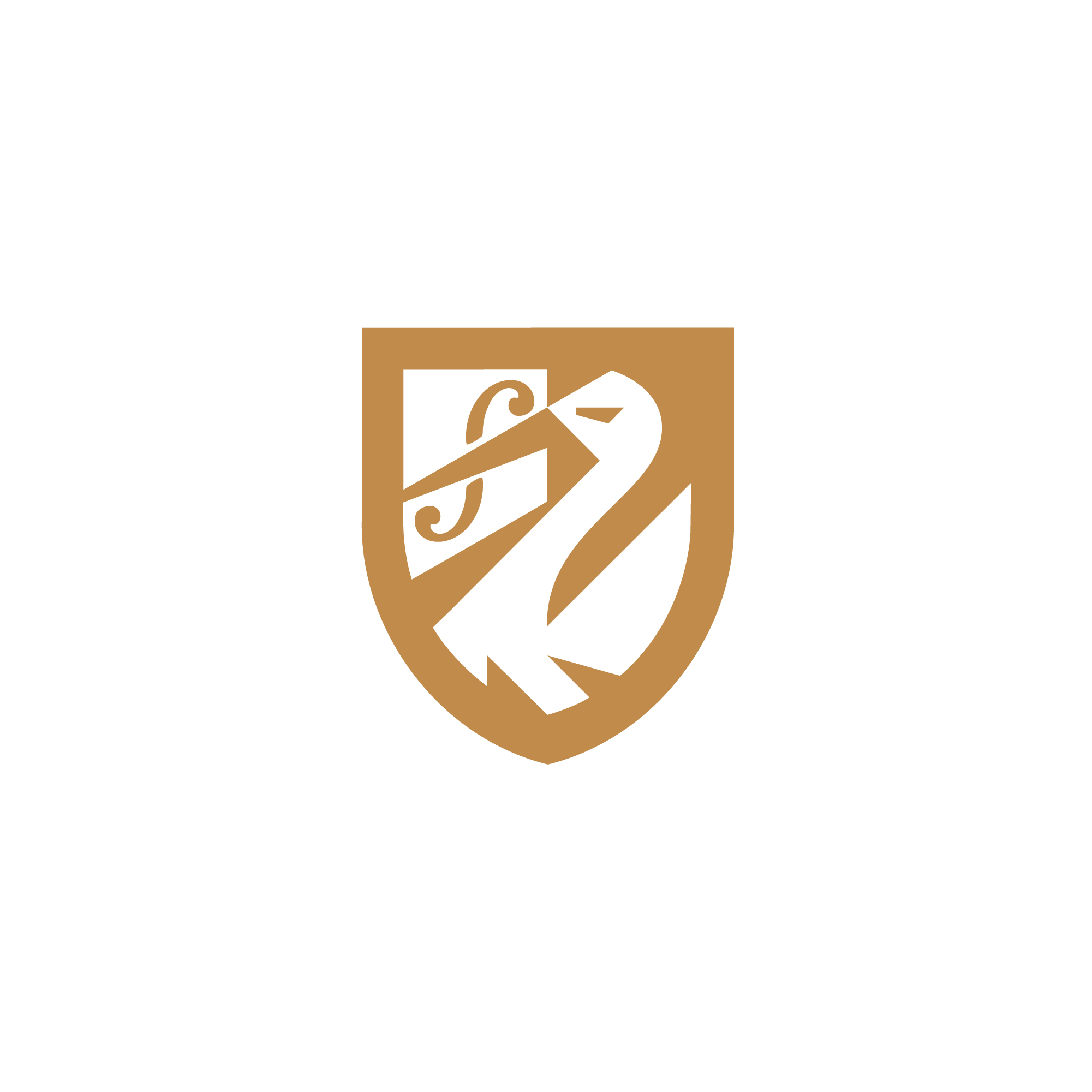 logo-design- black-white-minimalist-shield-swan-golden