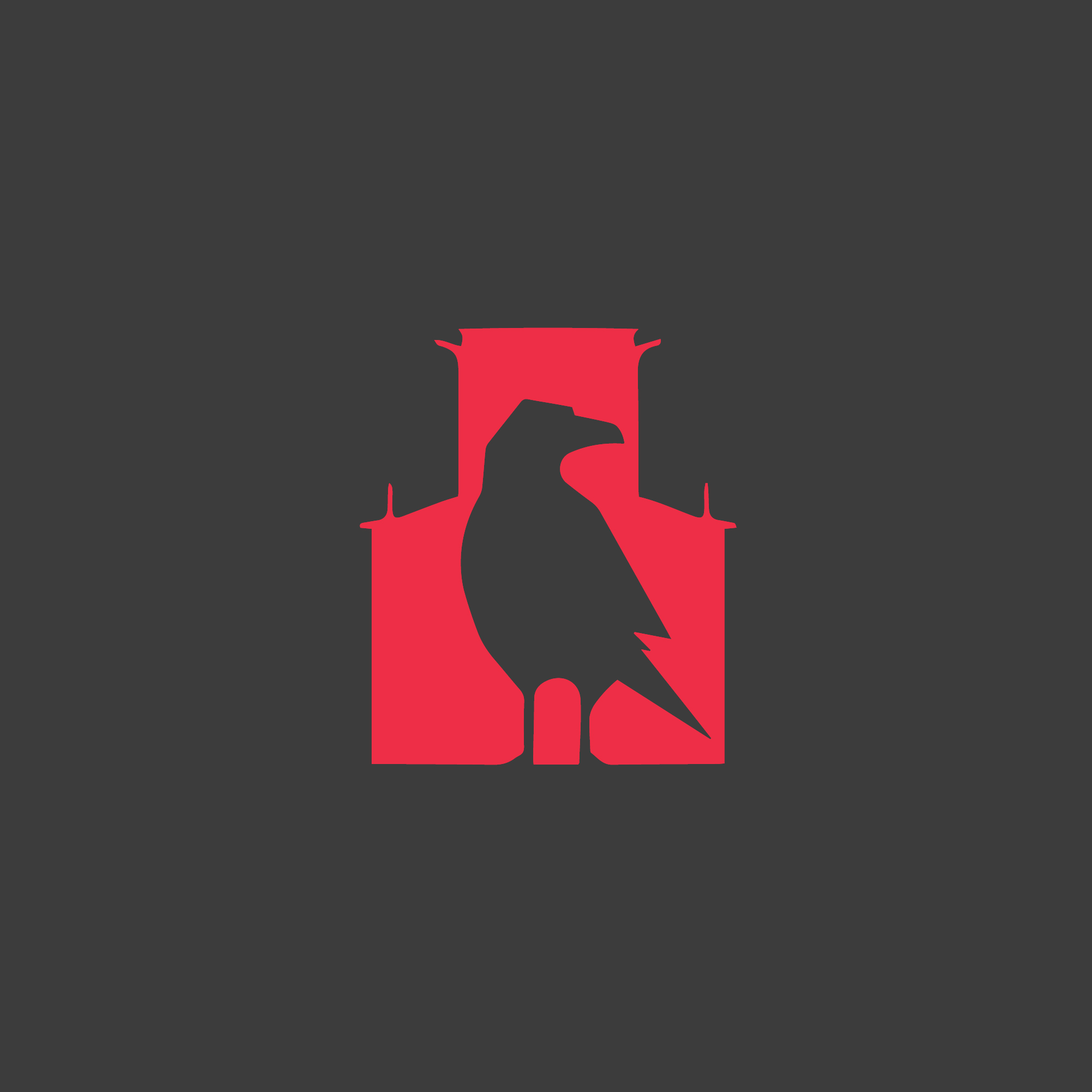 logo-design-black-white-minimalist-tower-raven-bird-simple-elegant-red-grey-dark