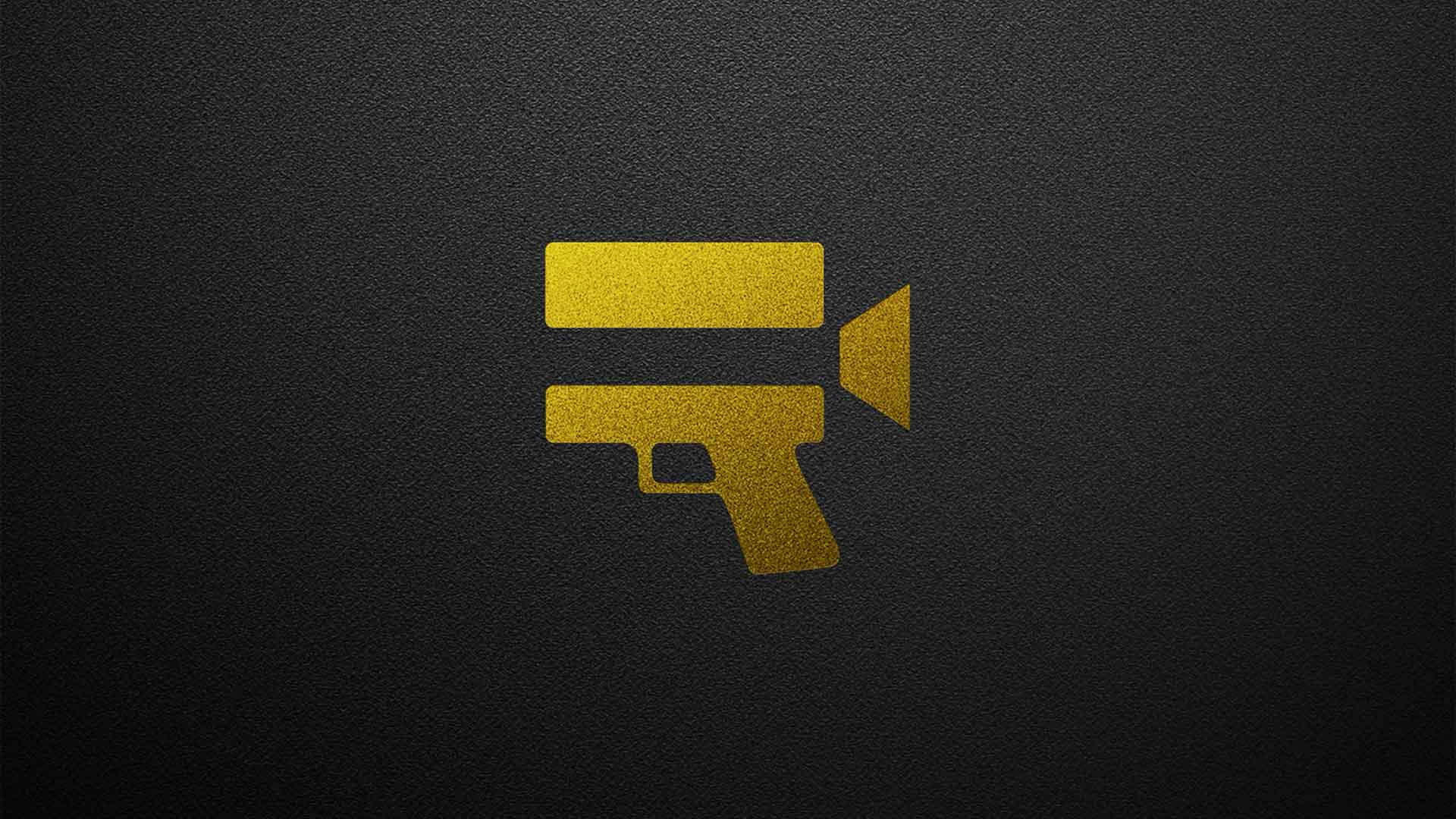 Simple minimalistic logotype of a golden gun