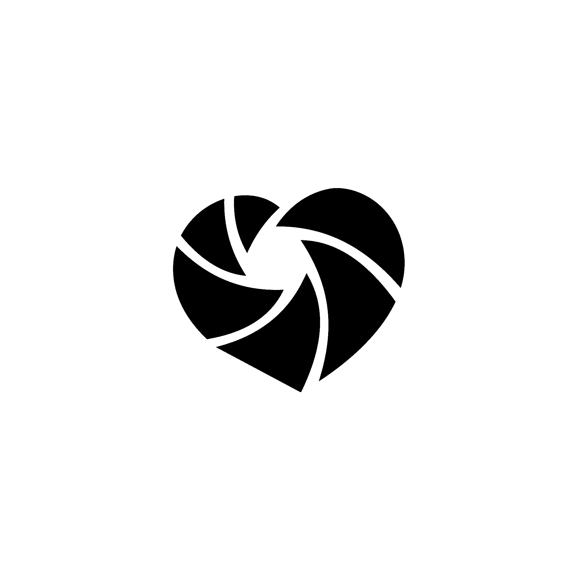 Branding logo design camera shutter in the shape of a heart