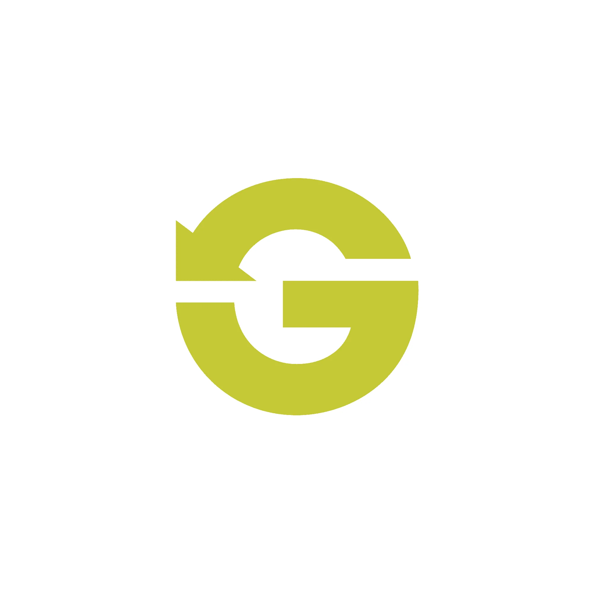 Branding logo design "G" with an arrow, green