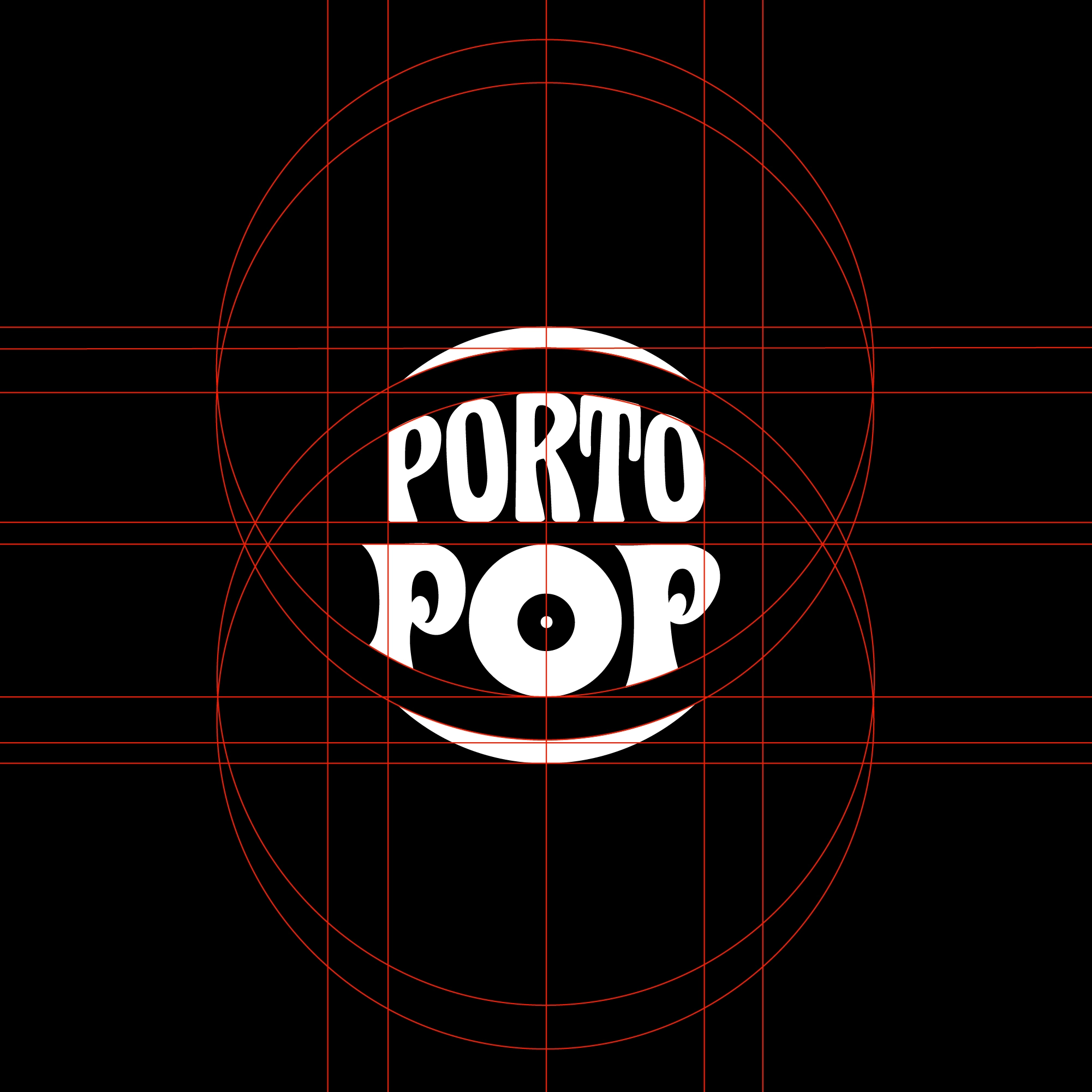 grid Funky and vintage logo design, based on rock cds, pop art, logo design for Porto pop in black and white