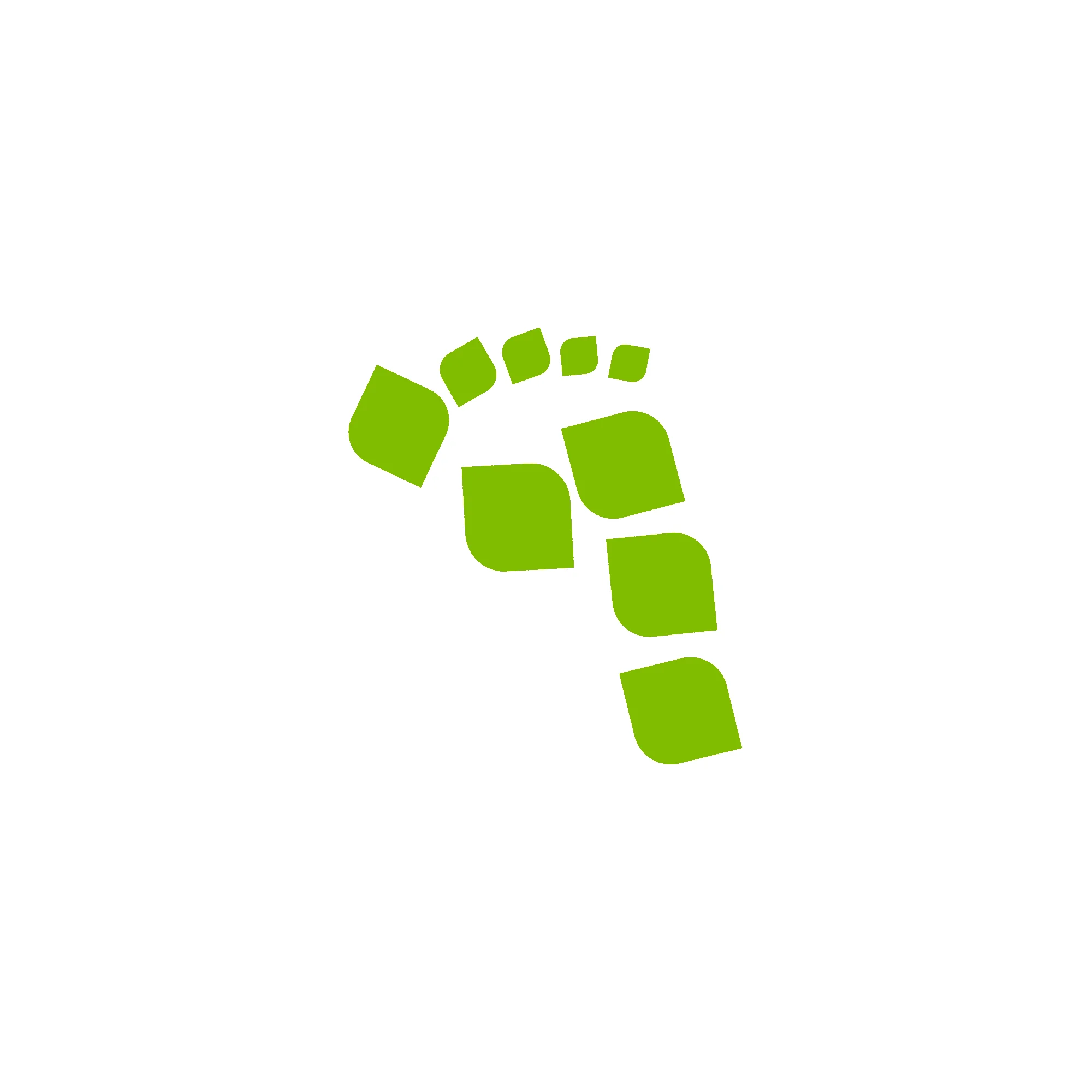 Branding Logo Design foot shape made out of stones, lime green