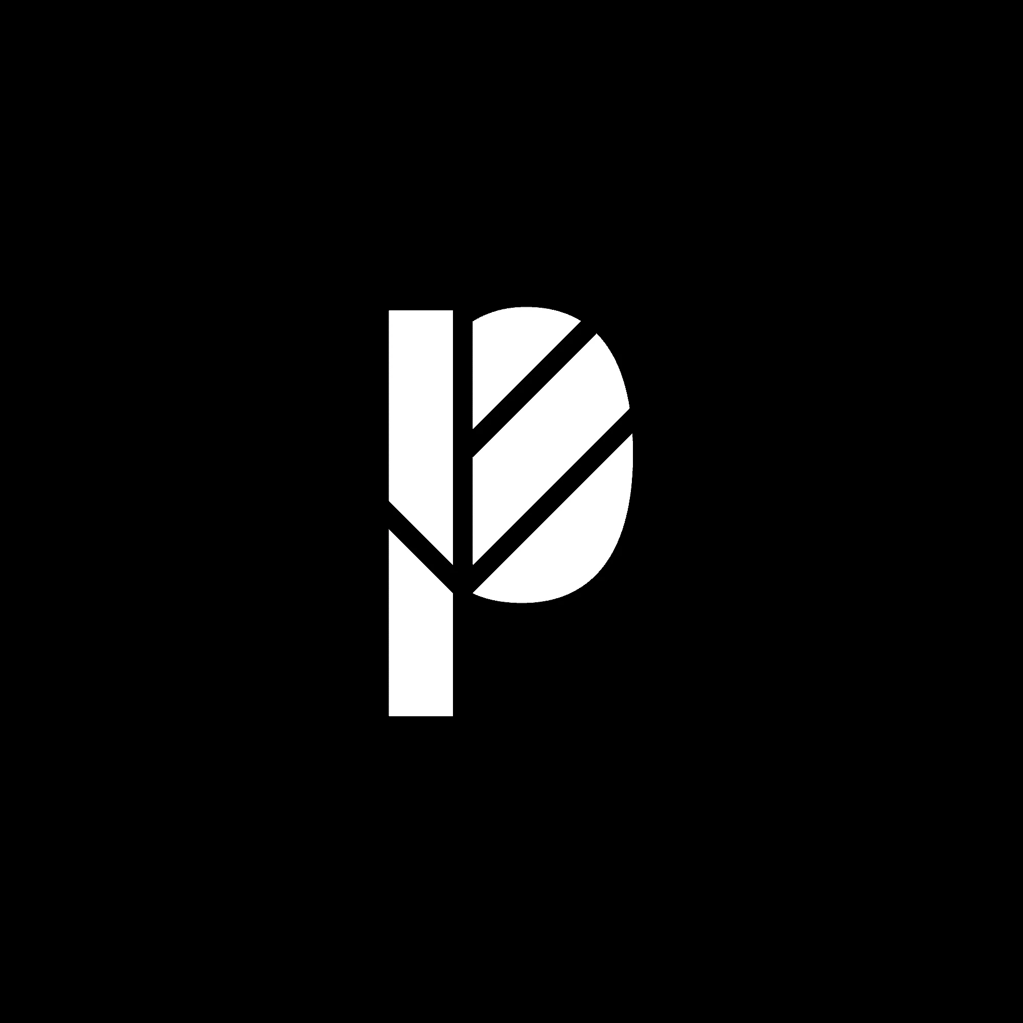 Branding logo design lettering "P" with a leaf shape