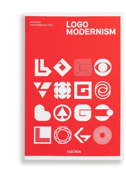 Red Hard cover graphic design book about logo design: Logo Modernism by Jens Müller and Julius Wiedemann